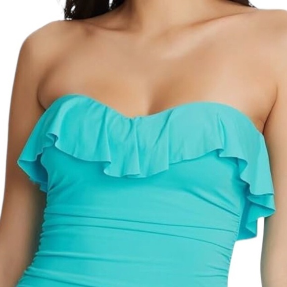 Bleu Rod Beattie Wave Runner Ruffle One Piece Swimsuit Turquoise - Picture 3 of 15